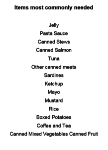 Food Drive Items